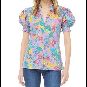 NWT Robert Graham tropical print puff sleve